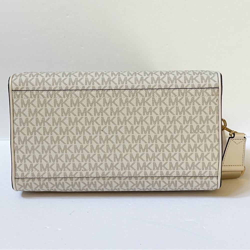 Michael Kors Jet Set Travel Medium Satchel Shoulder Duffle Bag MK Light Cream - Picture 9 of 11